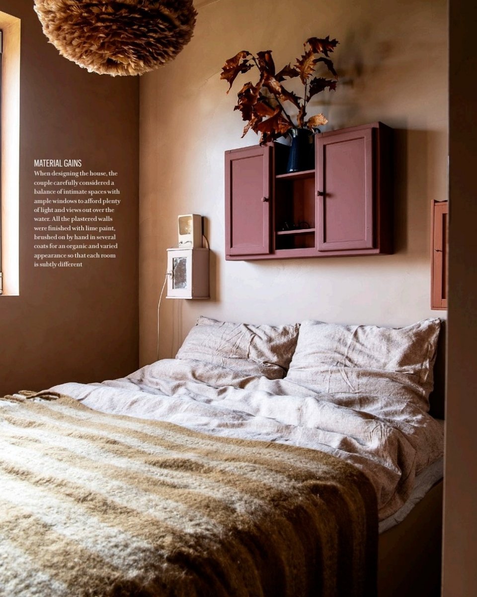 slaapkamer, kalkverf, fresco topaze, kalkverfmuur